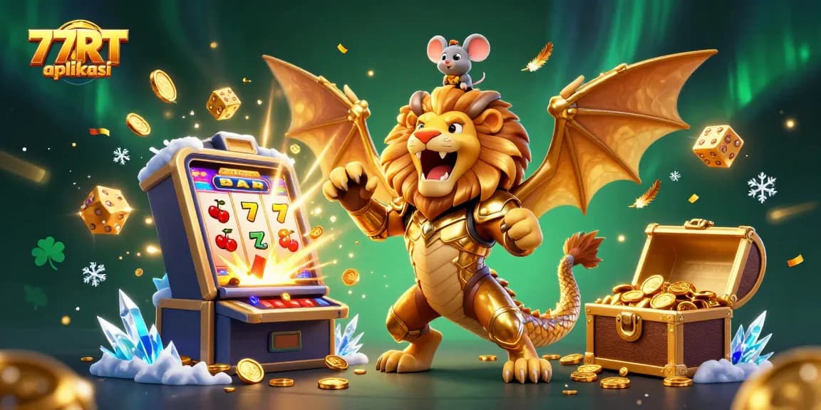 Experience the excitement of slots and jackpots with the 77RT aplikasi in this dynamic casino scene.