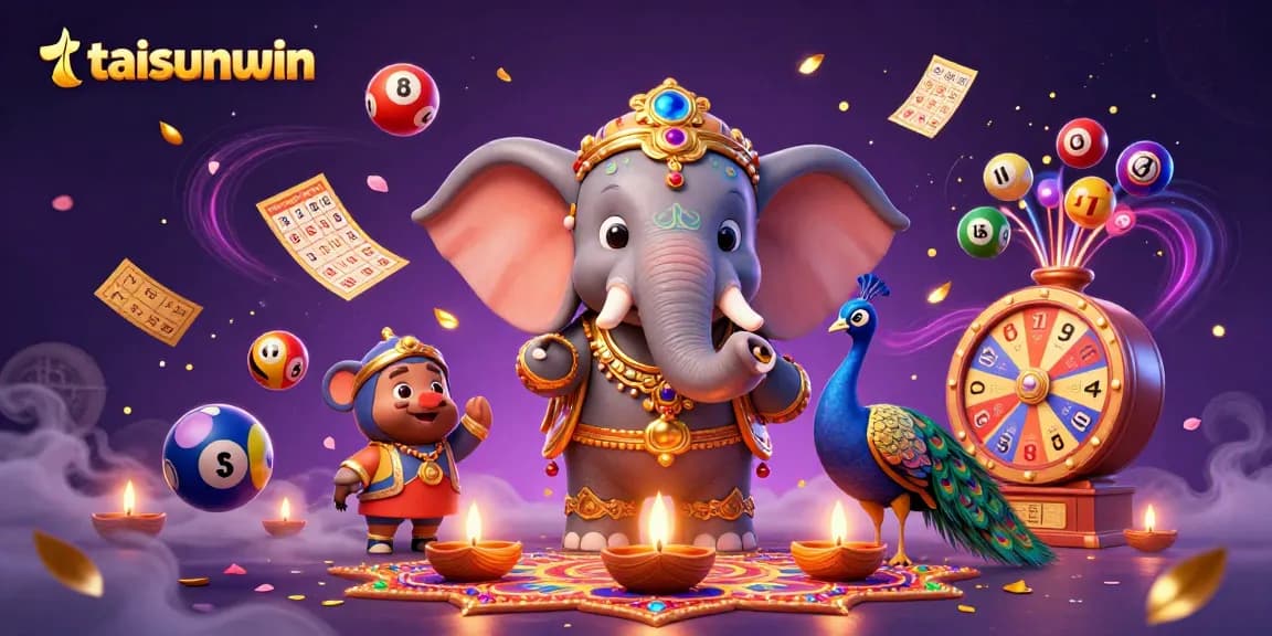 Experience winning moments with taisunwin's vibrant lottery-themed 3D illustration packed with excitement.