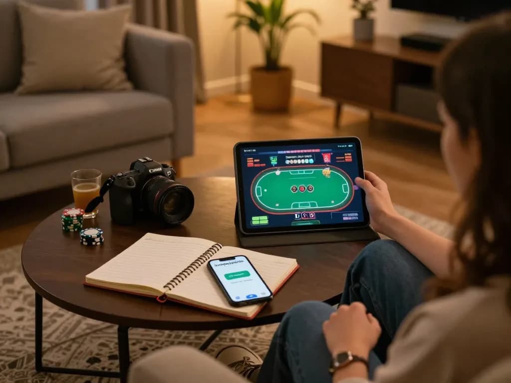 Engaging with the indopride88 link alternatif app for online gambling in a cozy home setting