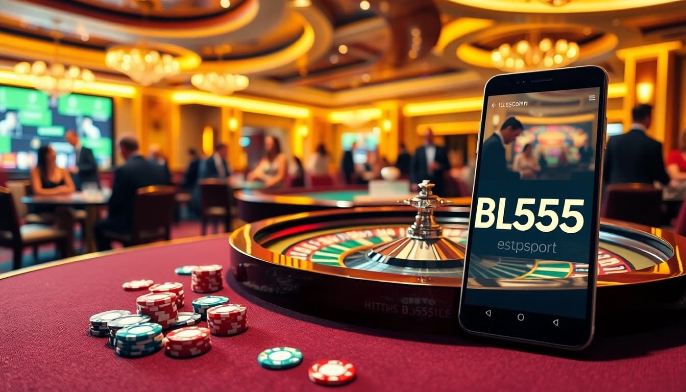 Experience the thrill of casino games at https://bl555.support with colorful chips and a roulette table.