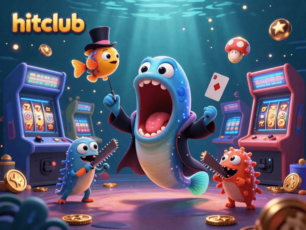 Experience the thrill of hitclub with a vibrant 3D illustration of casino magic underwater.