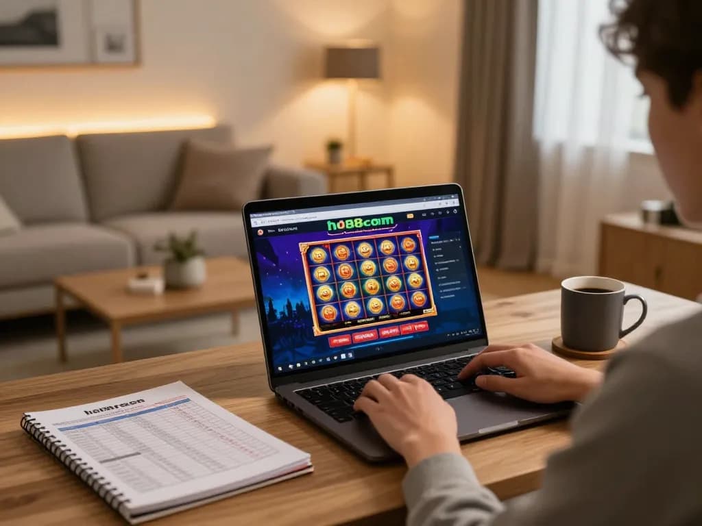 Engaging online casino gameplay on hi88com from a modern home setup with vibrant game graphics.