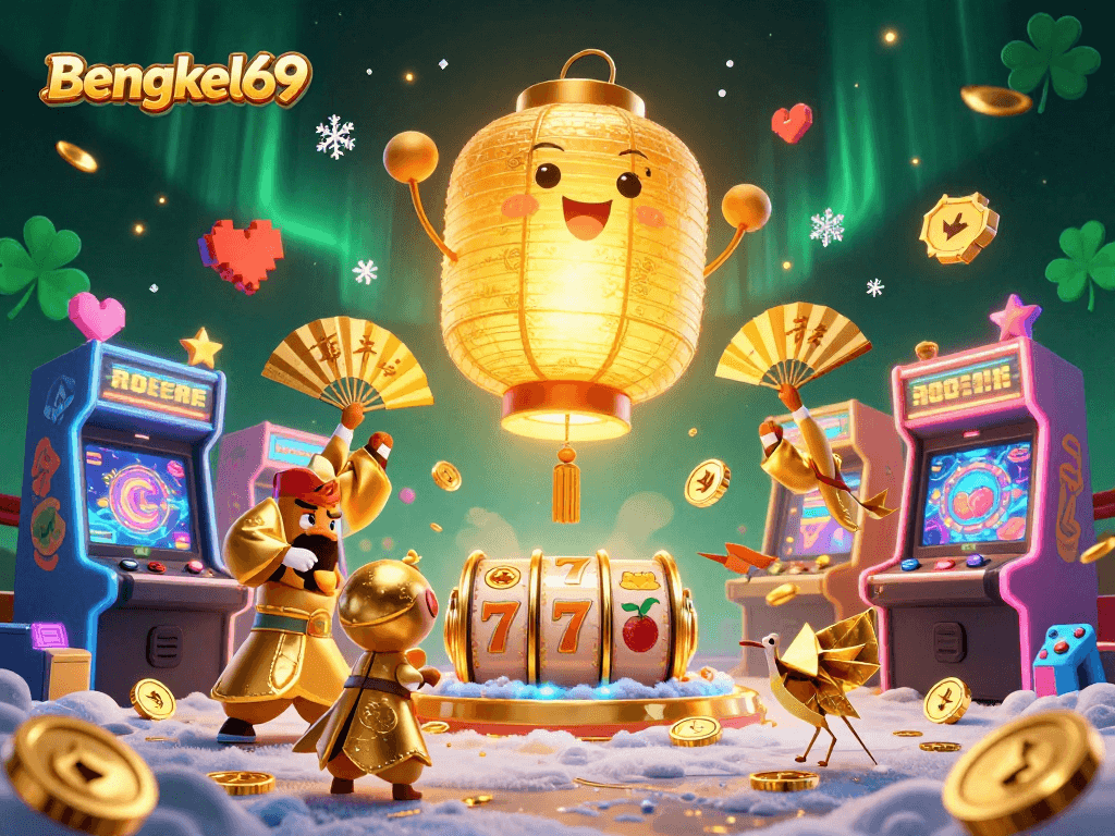 Bengkel69 promotes excitement in a vibrant 3D casino illustration with unique gaming elements.