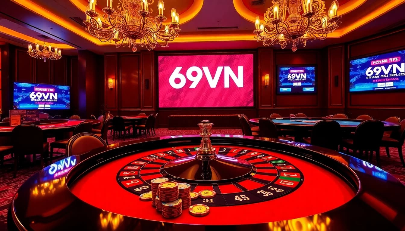 Experience thrilling gameplay at 69VN with a luxurious casino environment filled with excitement.