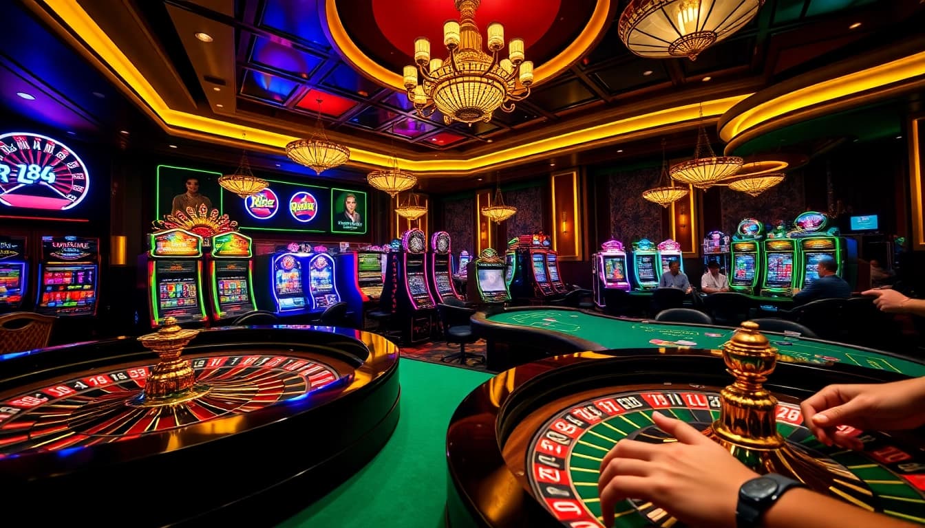 Players enjoying their time at RR88’s casino with excitement in the air.