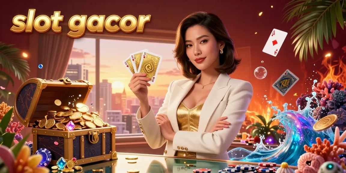Engage in thrilling slot gacor action with a glamorous Asian dealer and treasure-filled ambiance.
