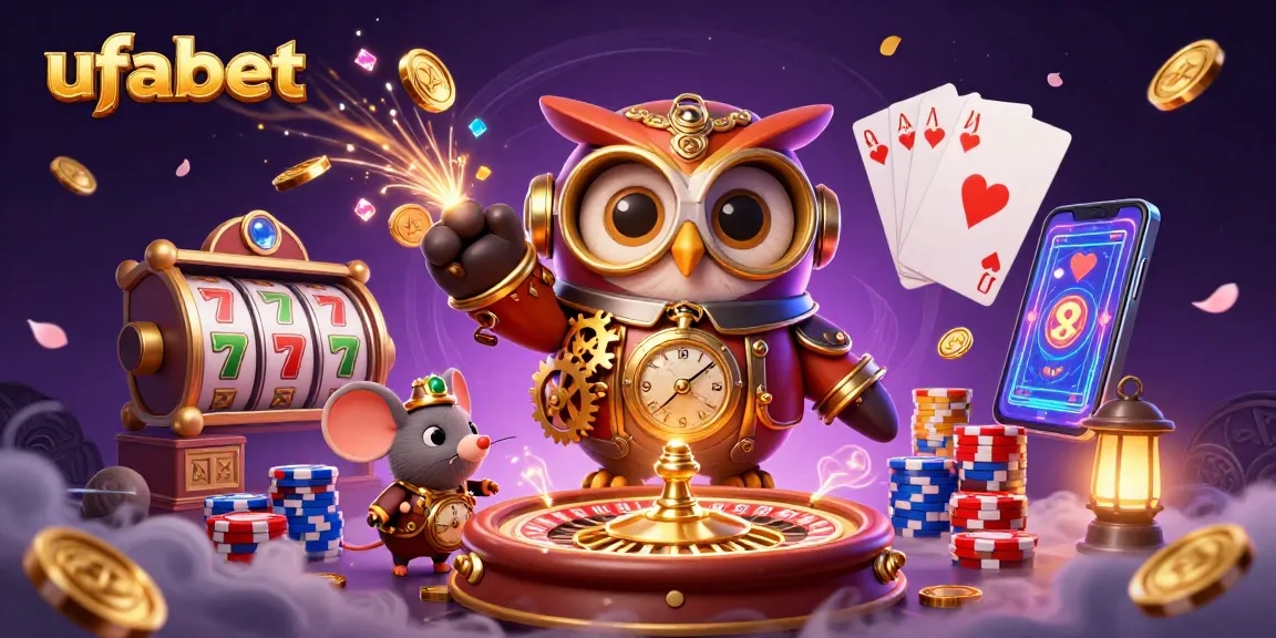 Win exciting jackpots at ufabet with captivating slots and vibrant casino elements in a dynamic scene.