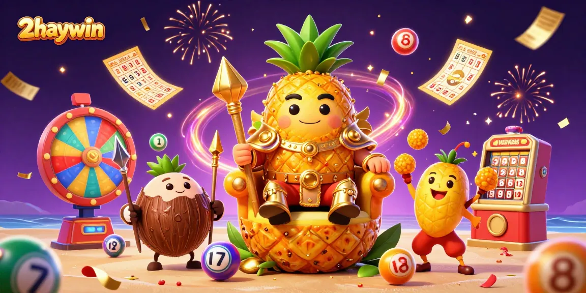 Experience the excitement of 2haywin with vibrant characters and dynamic casino elements in a rich, festive scene.