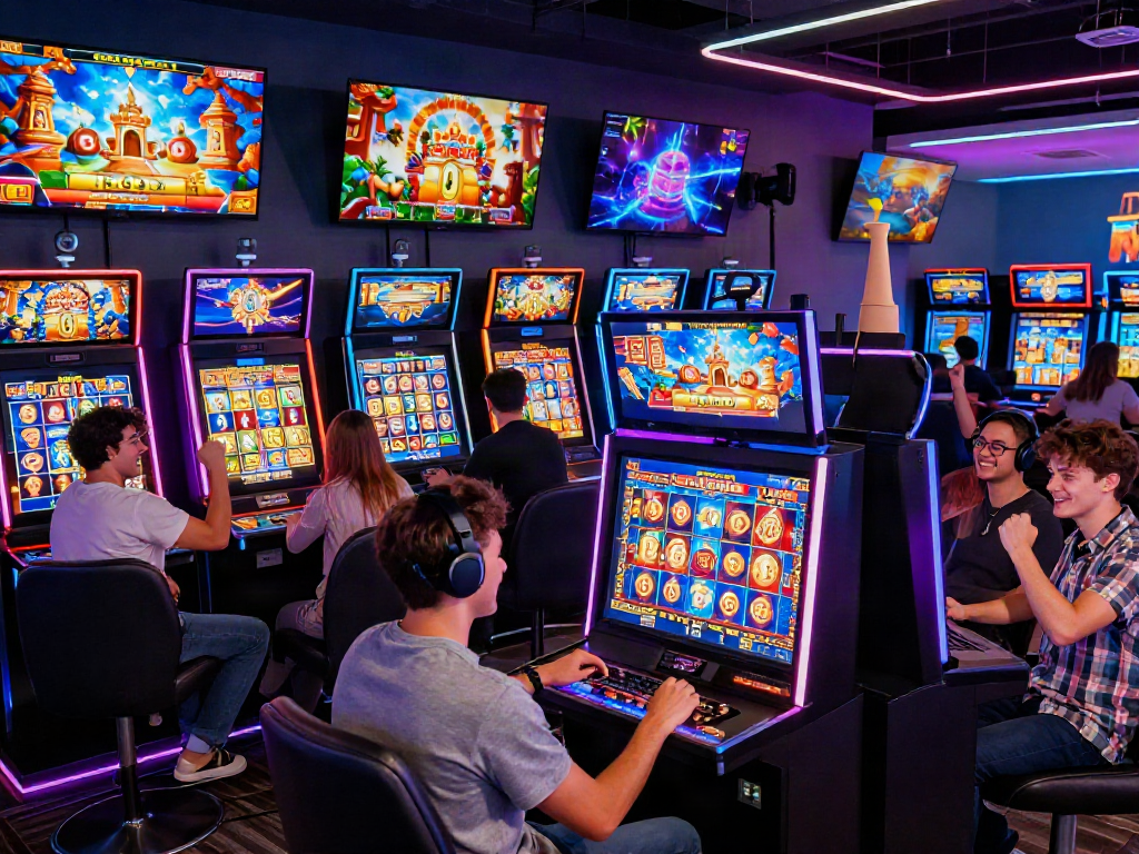 Players enjoying exciting slot online games in a vibrant casino environment, showcasing diverse themes and interactive elements.