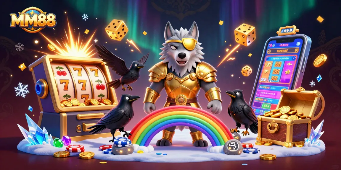Experience thrilling MM88 gameplay alongside Norse-themed characters in a dynamic casino landscape