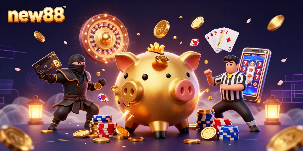 Win big at new88 with vibrant 3D cartoon character showdown in an exciting casino scene.