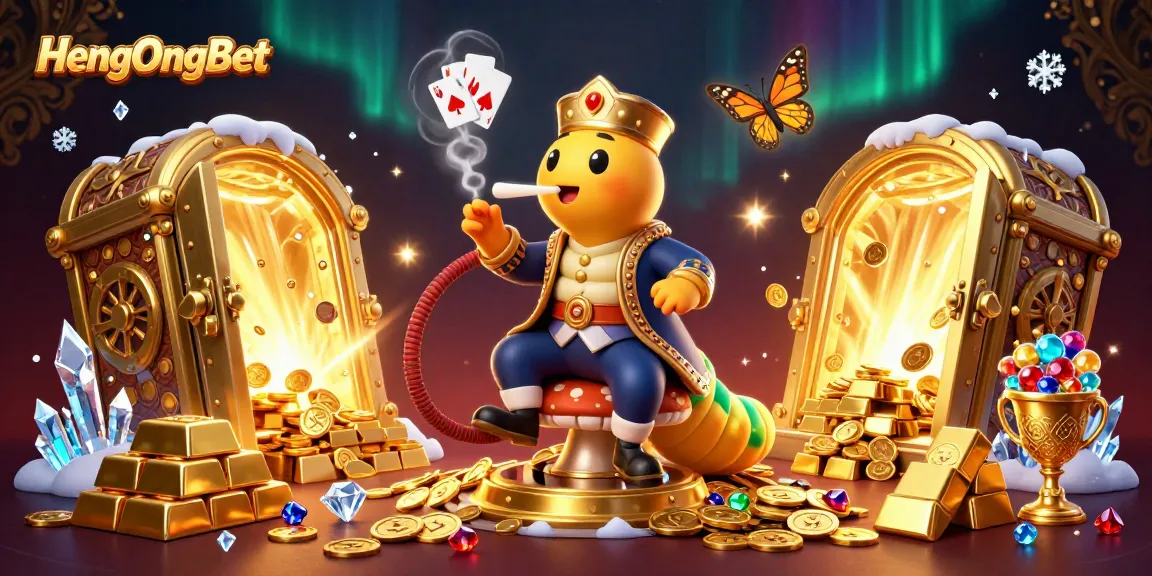 Experience thrilling gaming action with HengOngBet’s vibrant casino illustration featuring a unique caterpillar character.