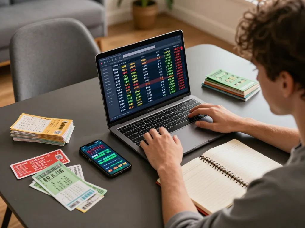 Terlibat dalam strategi taruhan bandar togel di rumah dengan catatan terorganisir dan aplikasi taruhan yang terlihat.