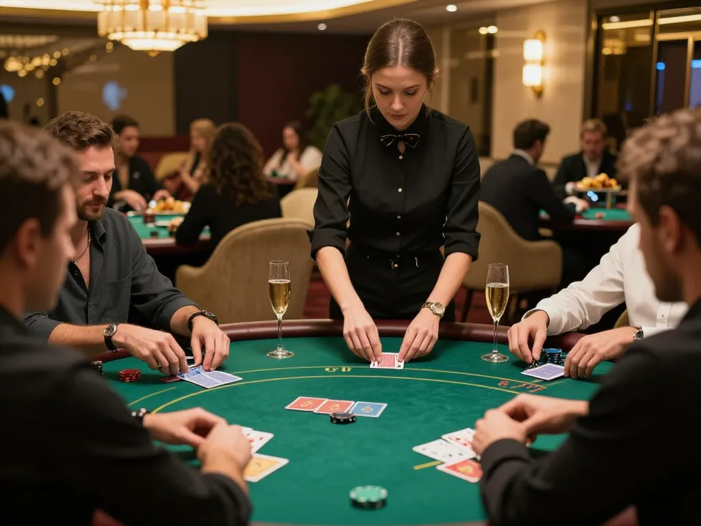 Players engaging in high-stakes poker in a luxurious VIP area, showcasing the excitement of 88 pulsa gameplay.