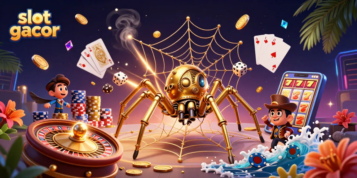 Win big with slot gacor jackpots featuring dynamic golden coins and vibrant casino elements.