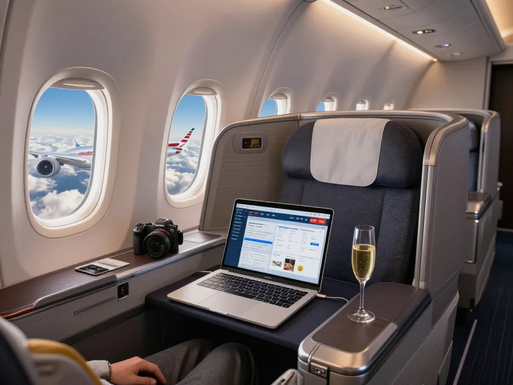 Luxurious 789P Dreamliner interior showcasing comfort and elegance during air travel.