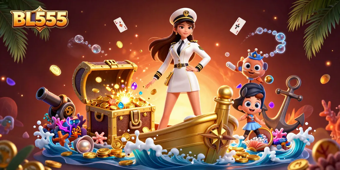 Experience the thrill of gaming at BL555's ocean-themed casino adventure, filled with vibrant treasures.