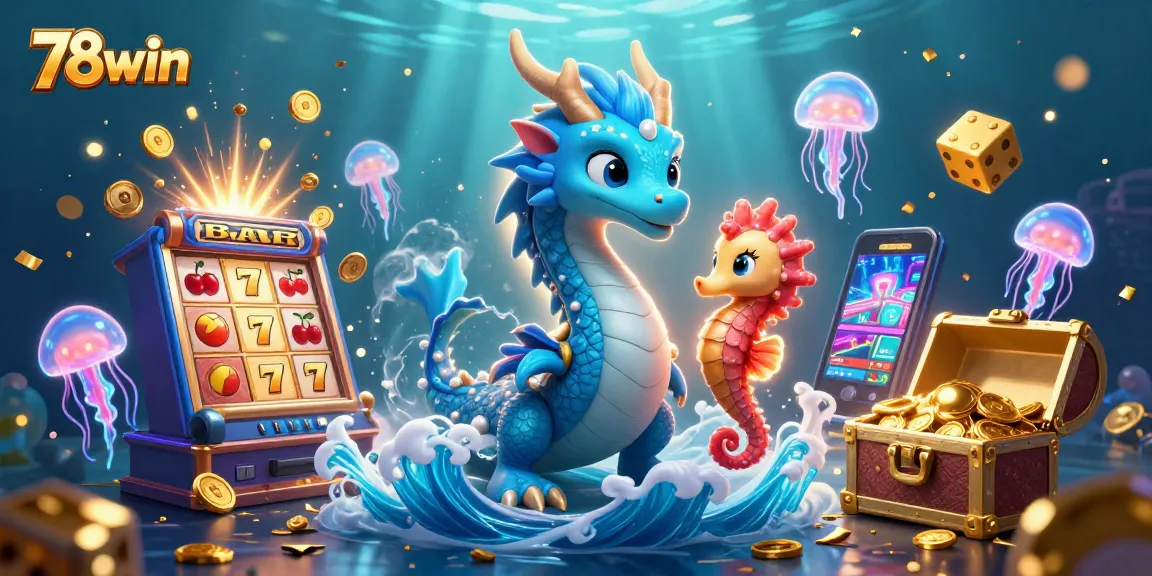 Experience thrilling gameplay at 78win with a vibrant illustration of dynamic casino elements, jackpot excitement, and enchanting characters
