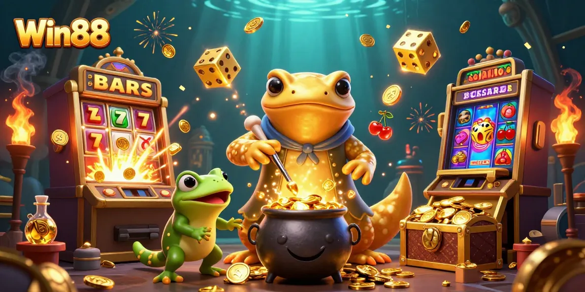 Experience winning strategies with Win88 through vibrant 3D casino elements and magical characters.