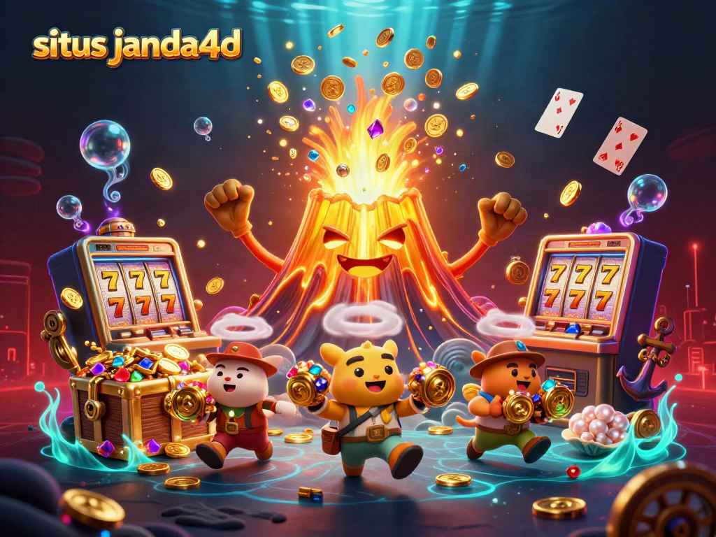 Permainan situs janda4d yang menguntungkan dengan jackpot emas dan karakter lucu.