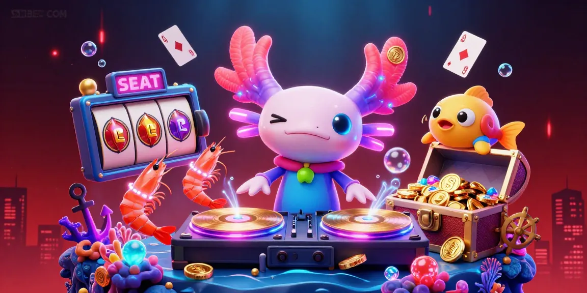 Celebrate wins with SHBET COM's vibrant casino experience featuring fun underwater games and neon characters.
