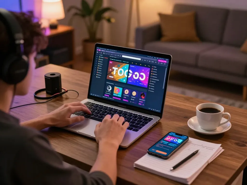 Toto togel online gaming session with strategic notes and vibrant interface on screen.