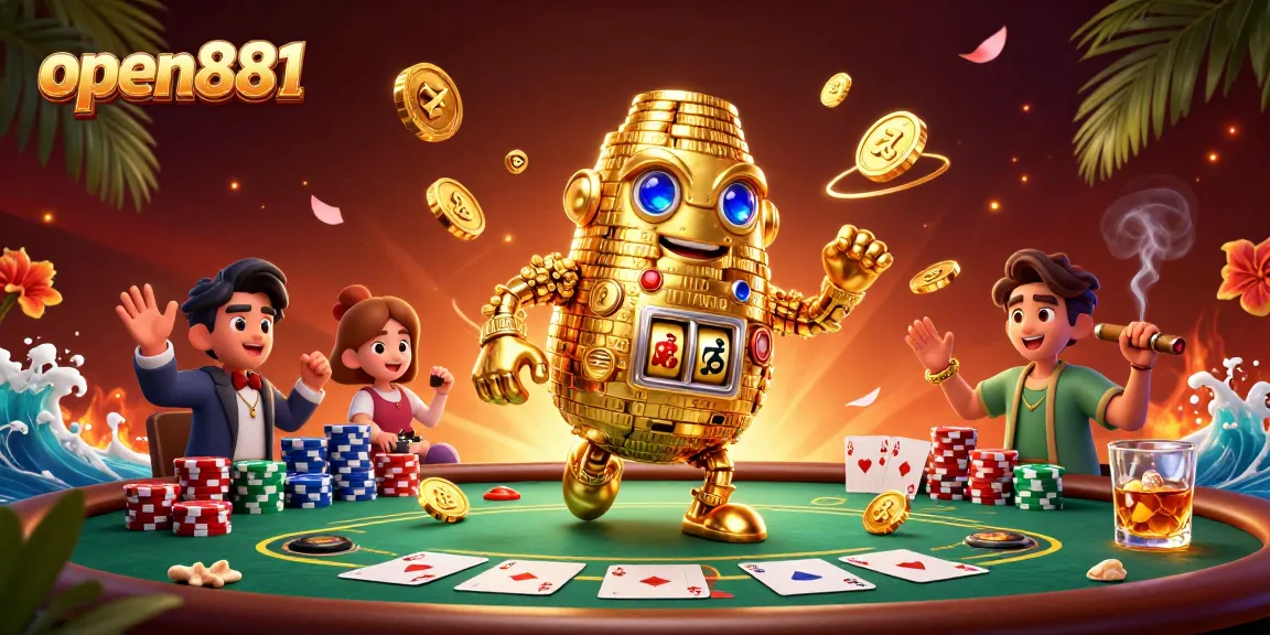Engage with open881's thrilling casino adventure featuring golden golem and vibrant poker elements.