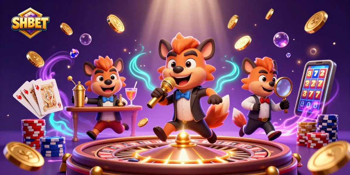Spin the 3D casino action with SHBET as hyenas entertain with jokes, drinks, and security.