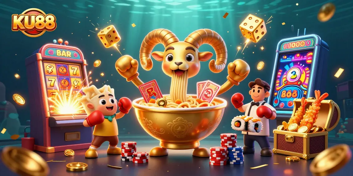 Engage with KU88's casino games featuring vibrant characters in an exciting 3D scene.