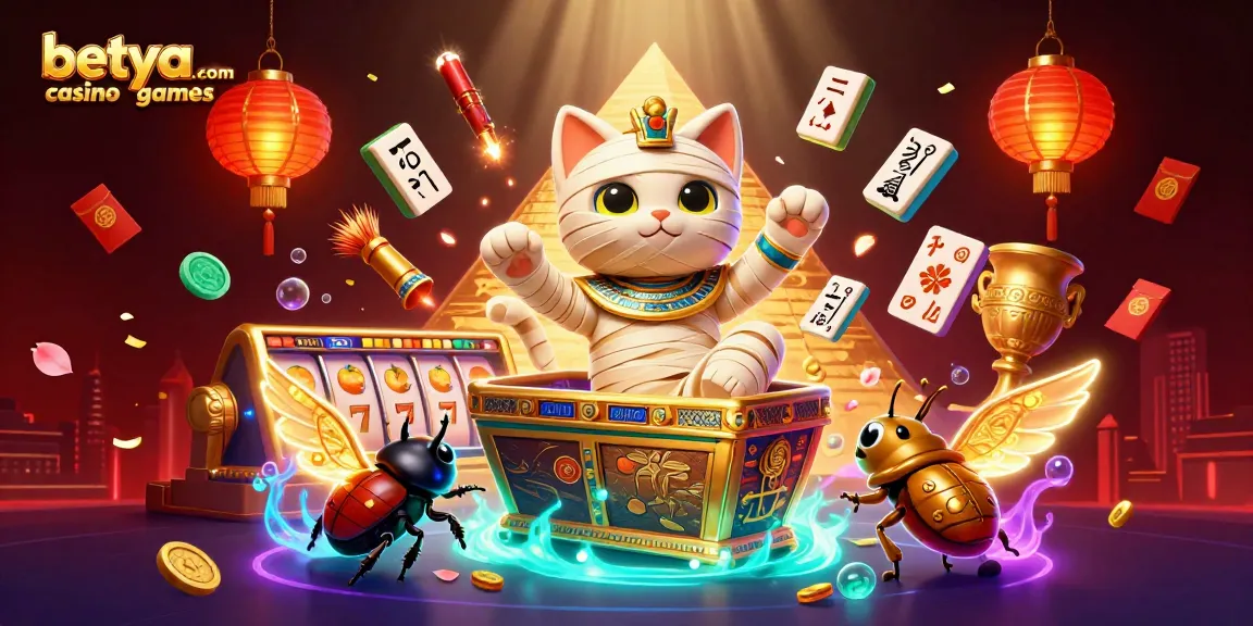 Experience the thrill of betya.com casino games with dynamic Egyptian-themed casino art.