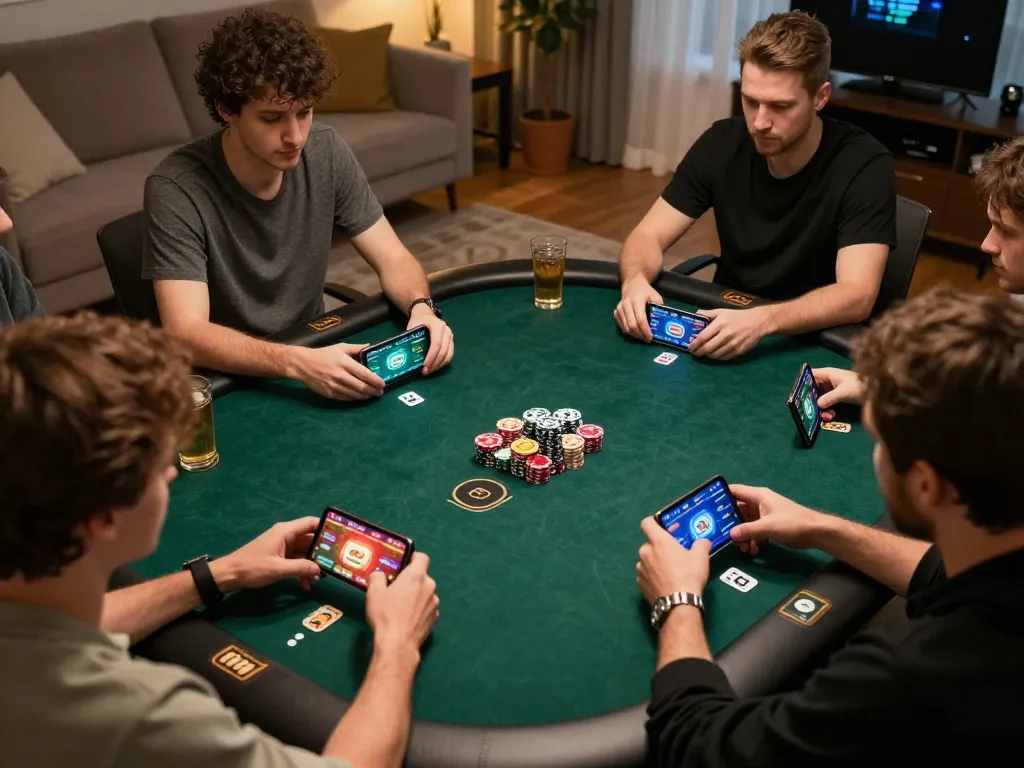Players strategizing on the sunwin app during an engaging online poker game.