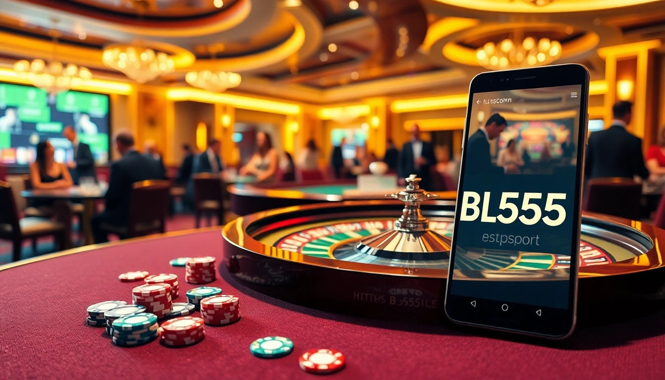 Experience the thrill of casino games at https://bl555.support with colorful chips and a roulette table.