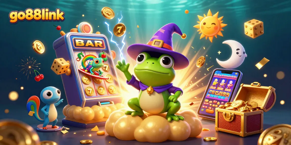 Engage with go88link's vibrant gaming experience featuring lively characters amidst a spectacular casino scene.