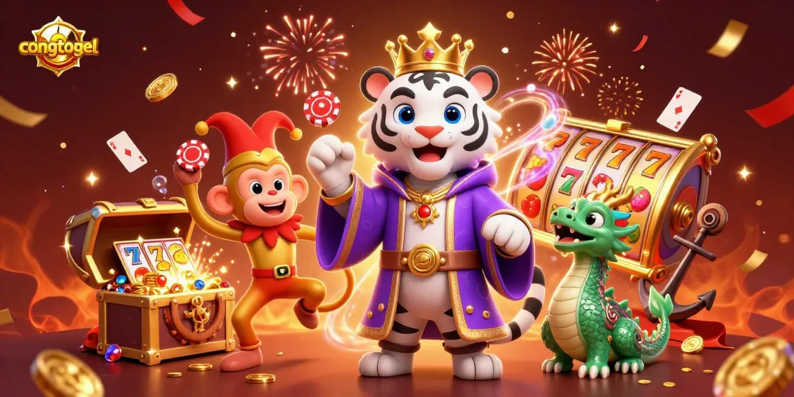 Experience the thrill of congtogel with vibrant characters and dynamic casino elements in this rich illustration.