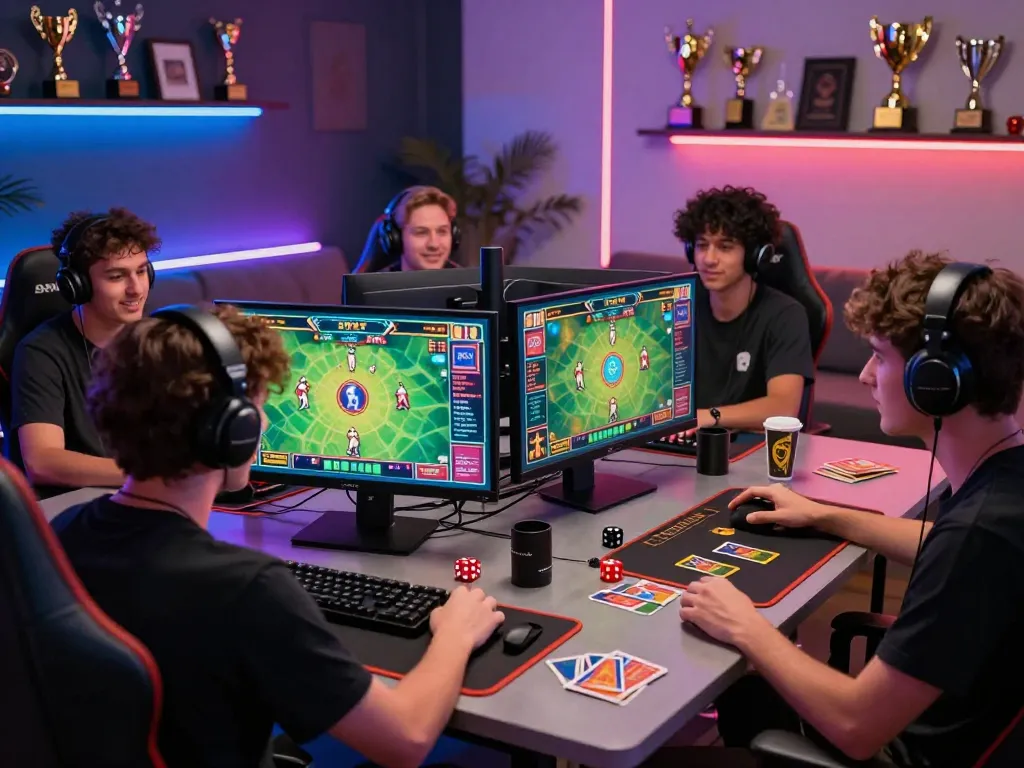 Engaged players experiencing the excitement of tot88 games in a vibrant gaming lounge.