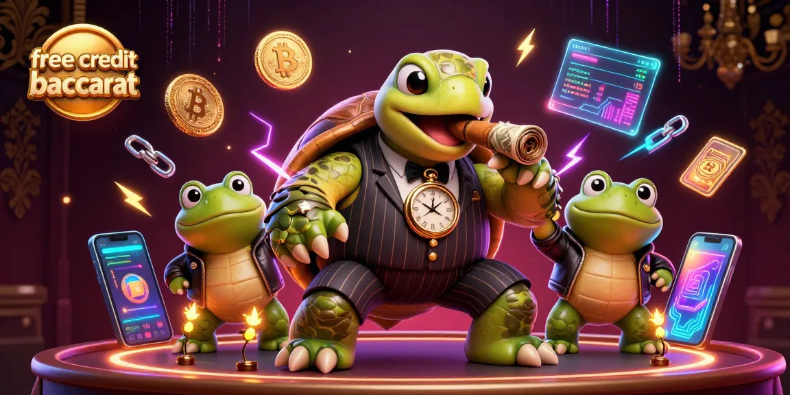 Engage in free credit baccarat with a snapping turtle mobster and bullfrog enforcers in a vibrant casino scene.