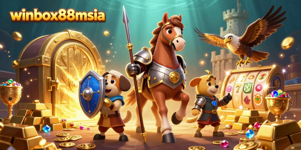 Experience epic gaming action with winbox88msia, featuring knights, treasure, and vibrant slots!