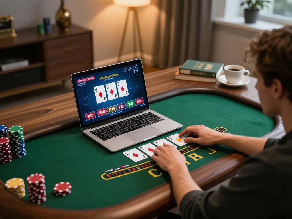 Engaging gameplay at hz88 online casino with live dealer blackjack interface on laptop screen