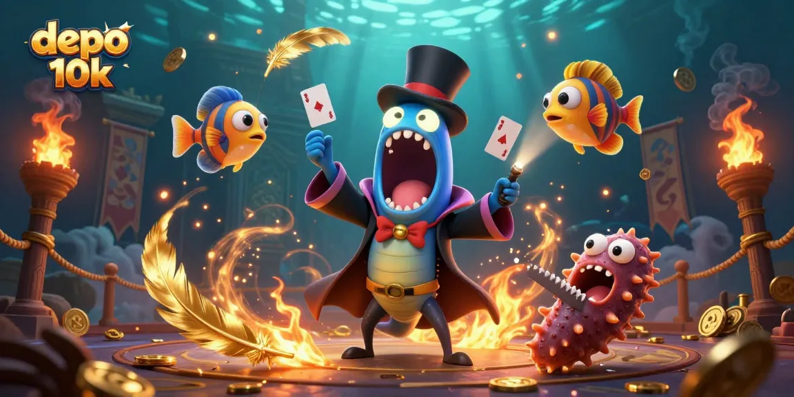 Engage in thrilling gameplay at depo 10k, showcasing vibrant underwater casino elements with unique characters.