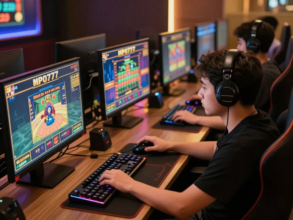 Pemain MPO777 terlibat dalam permainan online strategis dengan banyak layar dan pengaturan permainan