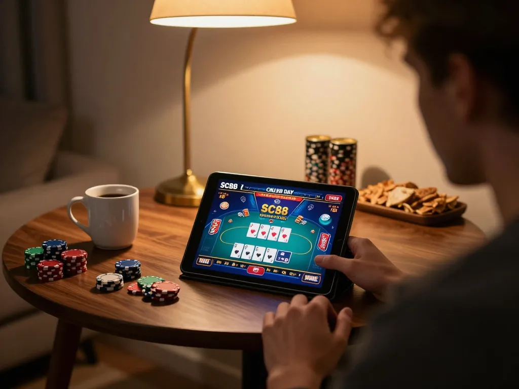 Engaging online poker experience at SC88 day on tablet with vibrant game interface