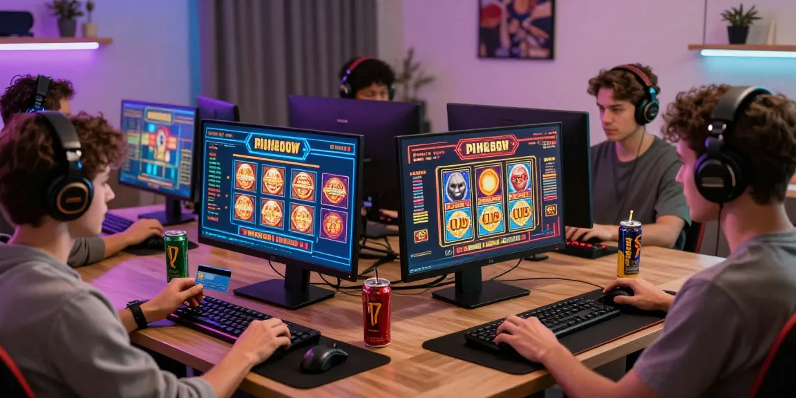 Online gaming enthusiasts at their computers using credit cards from https://dea.org.uk to deposit for casino games.