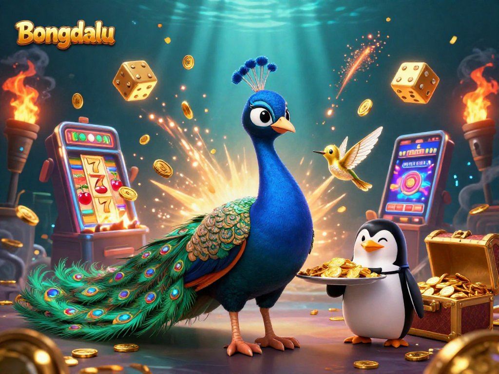 Experience fun gaming at Bongdalu with vibrant visuals of slots, chips, and characters.