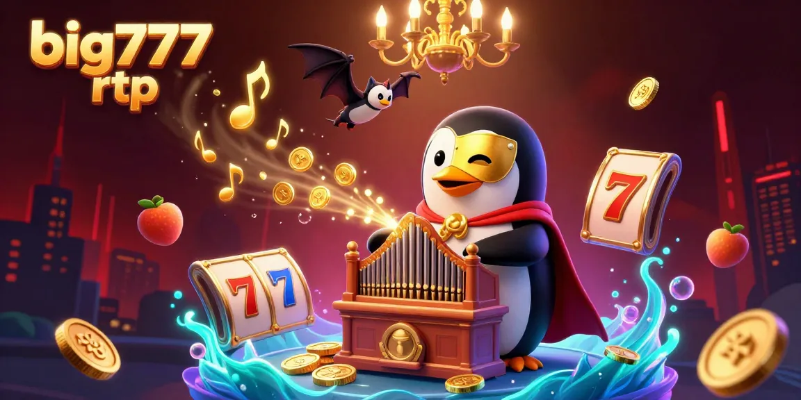 Experience the thrill of big777 rtp with golden coins and vibrant slots in this dynamic casino illustration.