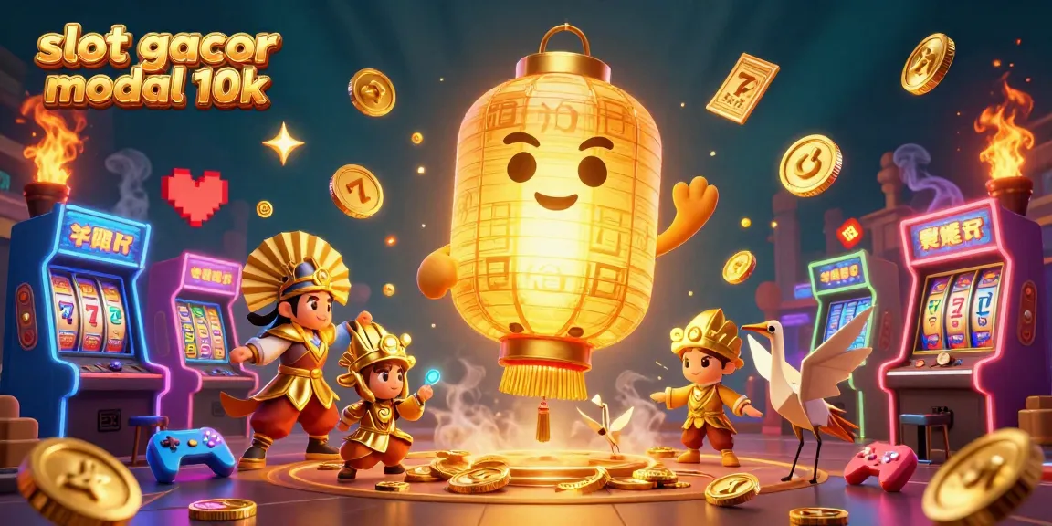 Experience the excitement of the slot gacor modal 10k scene with dynamic characters and casino elements, showcasing vibrant gameplay action.
