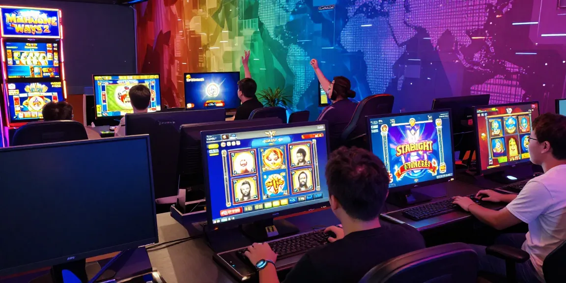 Dynamic bro138 online gaming hub scene with players engaged in slot games.