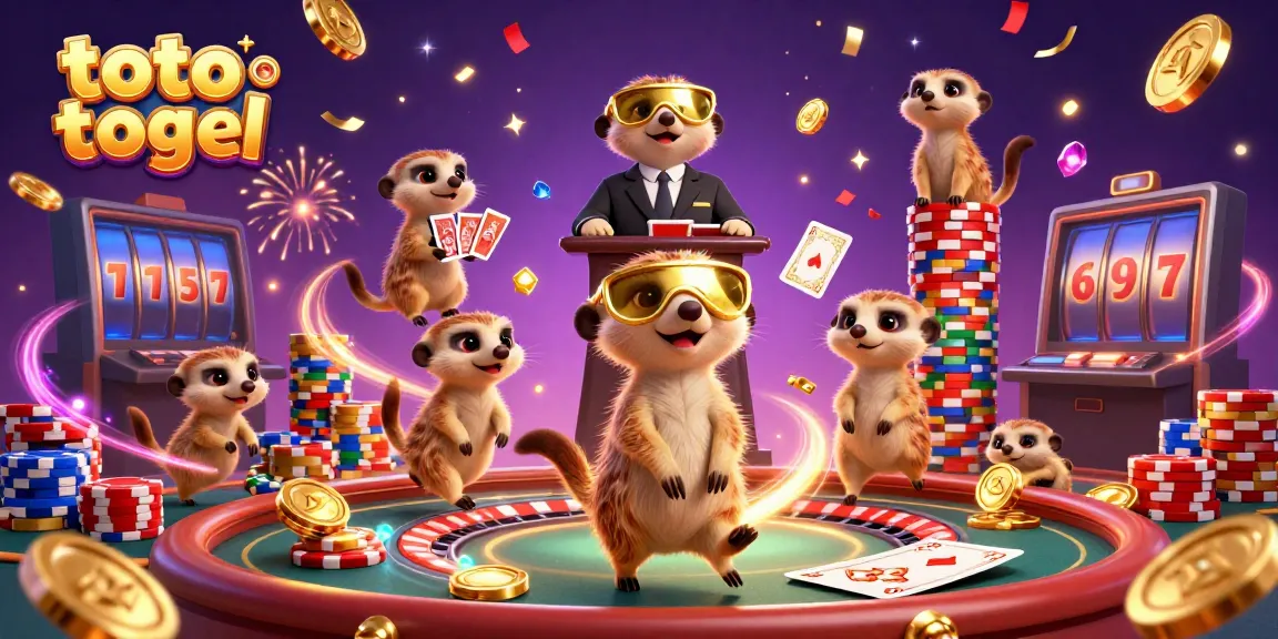 Engaging scene of a casino operation featuring 3D meerkats and dynamic elements representing toto togel.