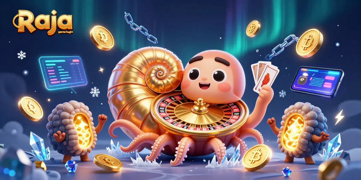 Experience Raja game login with a vibrant, immersive casino scene featuring golden nautilus and glowing crypto elements.