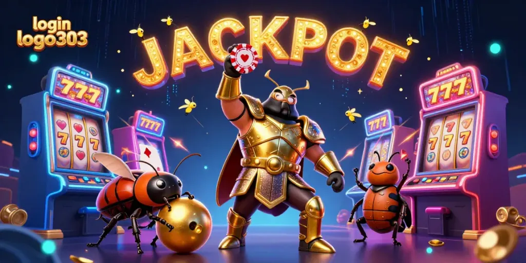 Menangkan jackpot dengan login logo303, ilustrasi kasino menarik dengan simbol slot.