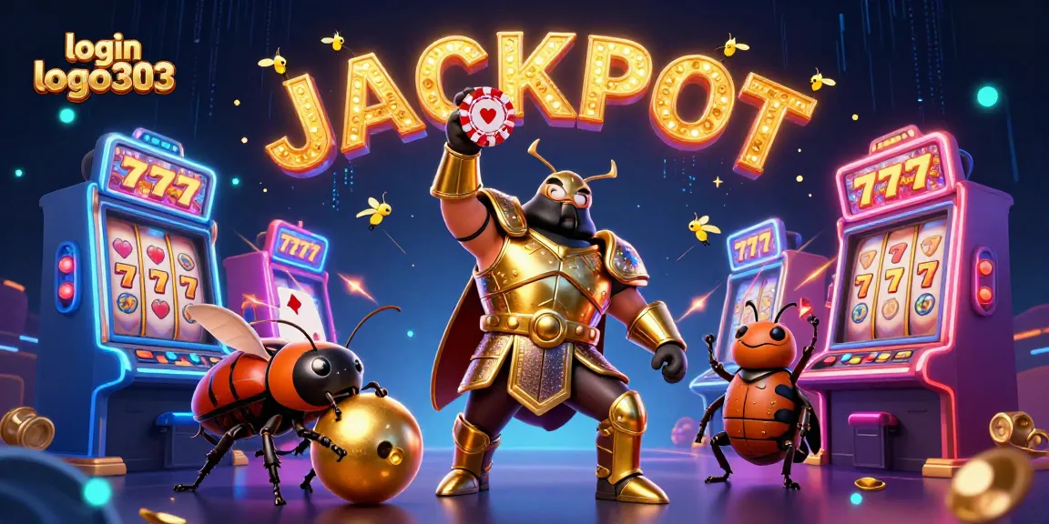 Menangkan jackpot dengan login logo303, ilustrasi kasino menarik dengan simbol slot.